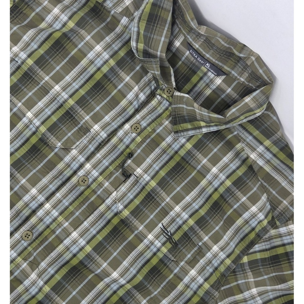 Sitka Gear Globe Trotter Button Up Shirt Mens X-Large Green Plaid Long Sleeve